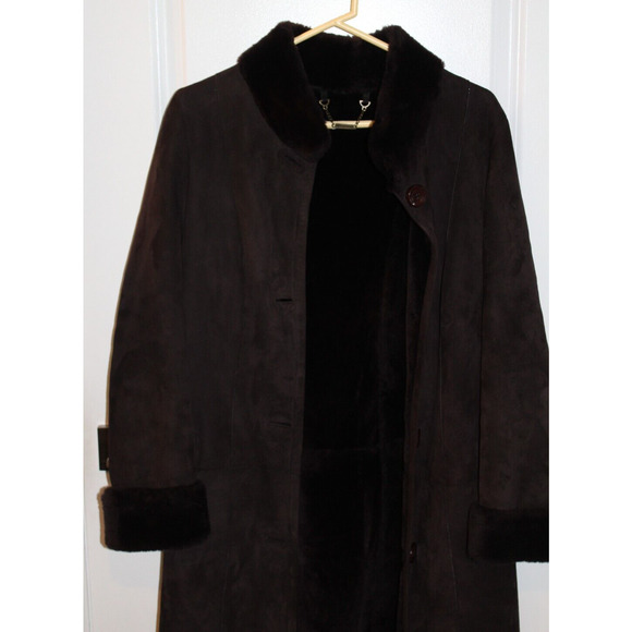 Manzari New York Brown Shearling Spanish Merino Fur Coat Jacket Size 38 - Picture 3 of 12